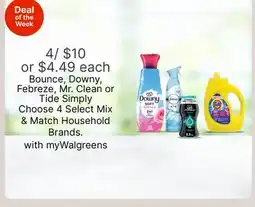 Walgreens Bounce, Downy, Febreze, Mr. Clean or Tide Simply offer