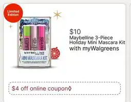 Walgreens Maybelline 3-Piece Holiday Mini Mascara Kit offer