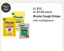 Walgreens Ricola Cough Drops offer