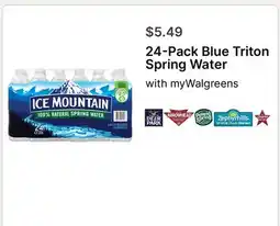 Walgreens 24-Pack Blue Triton Spring Water offer