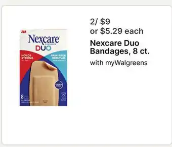 Walgreens Nexcare Duo Bandages, 8 ct offer
