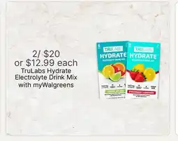 Walgreens TruLabs Hydrate Electrolyte Drink Mix offer