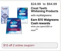 Walgreens Crest Teeth Whitening Products offer