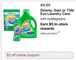Walgreens Downy, Gain or Tide Evo Laundry Care offer