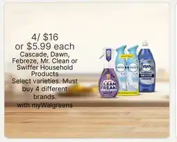 Walgreens Cascade, Dawn, Febreze, Mr. Clean or Swiffer Household Products offer
