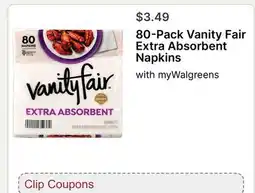 Walgreens 80-Pack Vanity Fair Extra Absorbent Napkins offer