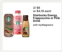 Walgreens Starbucks Energy, Frappuccino or Pink Drink offer