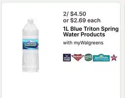 Walgreens Blue Triton Spring Water Products offer