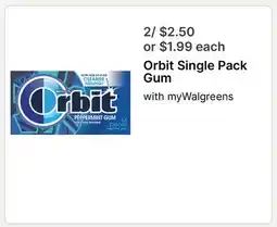 Walgreens Orbit Single Pack Gum offer