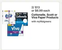 Walgreens Cottonelle, Scott or Viva Paper Products offer