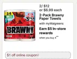Walgreens 2-Pack Brawny Paper Towels offer