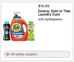 Walgreens Downy, Gain or Tide Laundry Care offer
