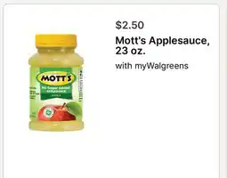 Walgreens Mott's Applesauce, 23 oz offer