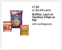 Walgreens Ruffles, Lay's or Tostitos Chips or Dip offer
