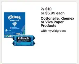 Walgreens Cottonelle, Kleenex or Viva Paper Products offer
