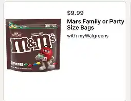 Walgreens Mars Family or Party Size Bags offer
