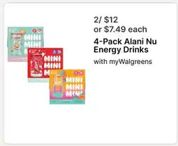 Walgreens 4-Pack Alani Nu Energy Drinks offer