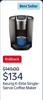 Walmart Keurig K-Elite Single-Serve K-Cup Pod Coffee Maker, Brushed Slate offer