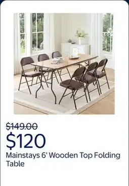 Walmart Mainstays 6' Wooden Top Folding Table, Natural offer