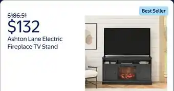Walmart Ashton Lane Electric Fireplace TV Stand with Remote for TVs up to 65in, Magnolia Oak/Columbia Walnut offer
