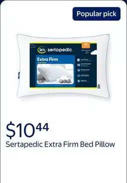 Walmart Sertapedic Extra Firm Standard/Queen Bed Pillow, Hypoallergenic offer