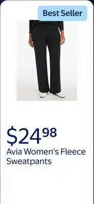 Walmart Avia Women's and Women's Plus Fleece Sweatpants with Satin Trim offer