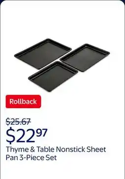 Walmart Thyme & Table Nonstick Sheet Pan 3-Piece Set - Black offer