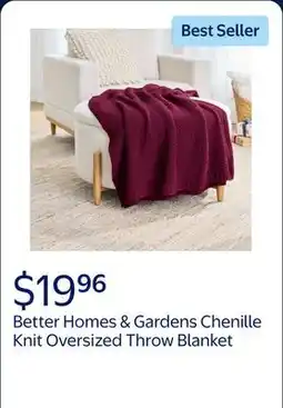 Walmart Better Homes & Gardens Chenille Knit Super Soft Oversized Throw Blanket, Merlot Wine offer
