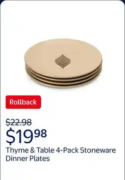 Walmart Thyme & Table 4-Pack Stoneware Dinner Plates, Ocee Leaf offer