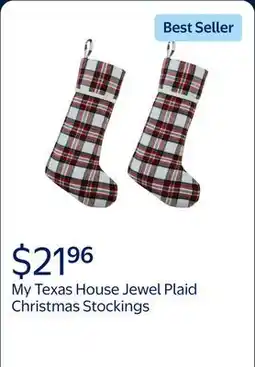Walmart My Texas House Jewel White/Multi Plaid Christmas Stockings offer