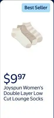 Walmart Joyspun Women's Double Layer Low Cut Lounge Socks offer