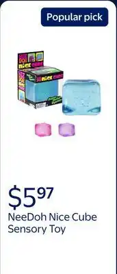 Walmart NeeDoh Nice Cube, Satisfying Square Shaped Sensory Toy, Colors May Vary, Children Ages 3+ offer