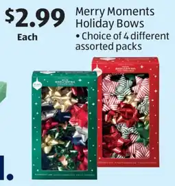 Aldi Merry Moments Holiday Bows offer