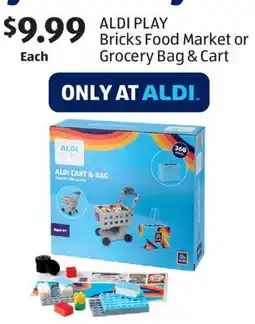 Aldi ALDI PLAY Bricks Food Market or Grocery Bag & Cart offer