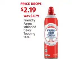 Aldi Friendly Farms Whipped Dairy Topping offer
