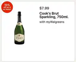 Walgreens Cook's Brut Sparkling, 750ml offer