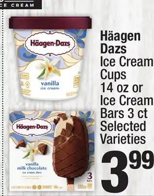 Super King Markets Häagen Dazs Ice Cream Cups 14 oz or Ice Cream Bars 3 ct offer