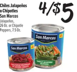 El Super San Marcos Jalapeños, 26 Oz. or Chipotle Peppers, 7.5 Oz offer