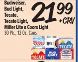 El Super Budweiser, Bud Light, Tecate, Tecate Light, Miller Lite o Coors Light offer