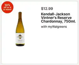 Walgreens Kendall-Jackson Vintner's Reserve Chardonnay, 750ml offer