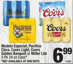 Super King Markets Modelo Especial, Pacifico Clara, Coors Light, Coors Golden Banquet or Miller Lite offer