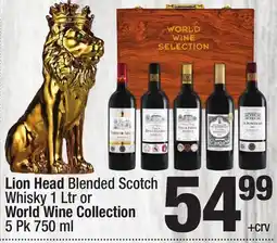 Super King Markets Lion Head Blended Scotch Whisky 1 Ltr or World Wine Collection 5 Pk 750 ml offer