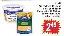 Foodmaxx Kraft Shredded Cheese 8 oz. or Knudsen Hampshire All Natural Sour Cream 16 oz offer