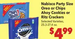 Vallarta Supermarkets Nabisco Party Size Oreo or Chips Ahoy Cookies or Ritz Crackers offer
