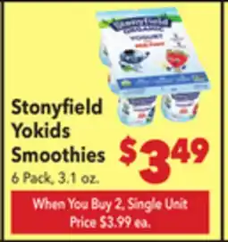 Vallarta Supermarkets Stonyfield Yokids Smoothies offer
