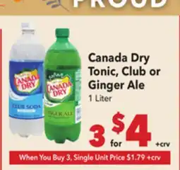 Vallarta Supermarkets Canada Dry Tonic, Club or Ginger Ale offer