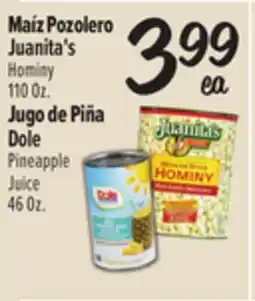 El Super Juanita's Hominy 110 Oz., Dole Pineapple Juice 46 Oz offer