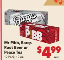 Vallarta Supermarkets Mr Pibb, Barqs Root Beer or Peace Tea offer