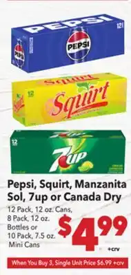 Vallarta Supermarkets Pepsi, Squirt, Manzanita Sol, 7up or Canada Dry offer