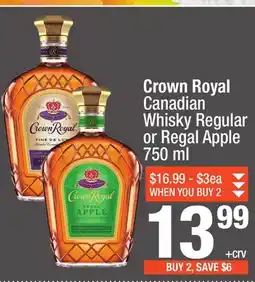 Super King Markets Crown Royal Canadian Whisky Regular or Regal Apple offer